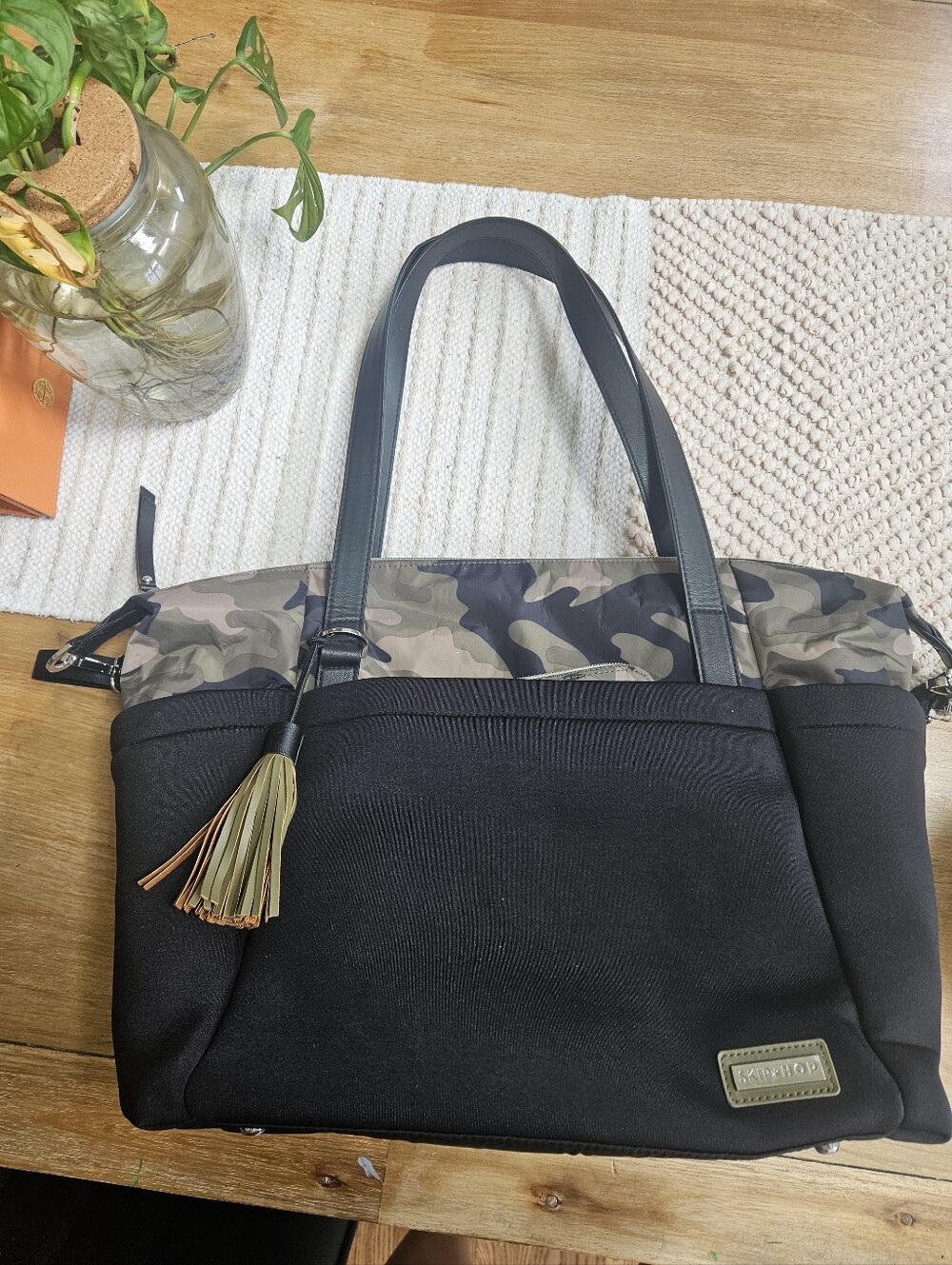 ​Skip Hop Nolita Neoprene Diaper Tote Bag Black Camo Camouflage Large Travel Bag